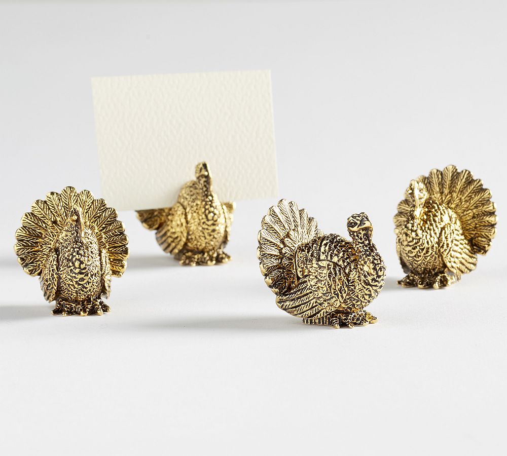 Gold Turkey Place Card Holders Set of 4 Pottery Barn
