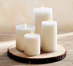 Premium Flickering Flameless Wax Pillar Candles - Set of 4