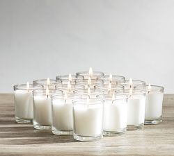 Unscented Filled Glass Votive Candles, Set of 16