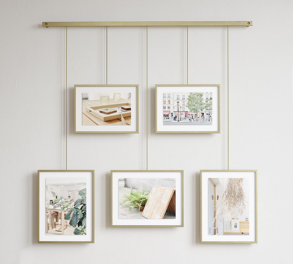 Hanging Brass Gallery Frames, Set of 5
