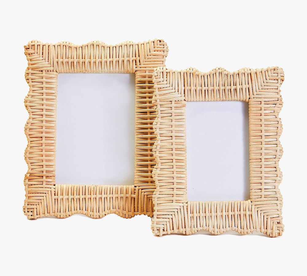 Scalloped Wicker Weave Frames - Set of 2