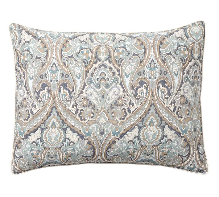 Mackenna Paisley Print Pillow Sham Blue Pottery Barn