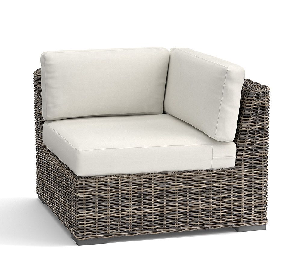 Open Box: Huntington All-Weather Wicker Square Arm Sectional, Corner Chair with Cushion, Gray