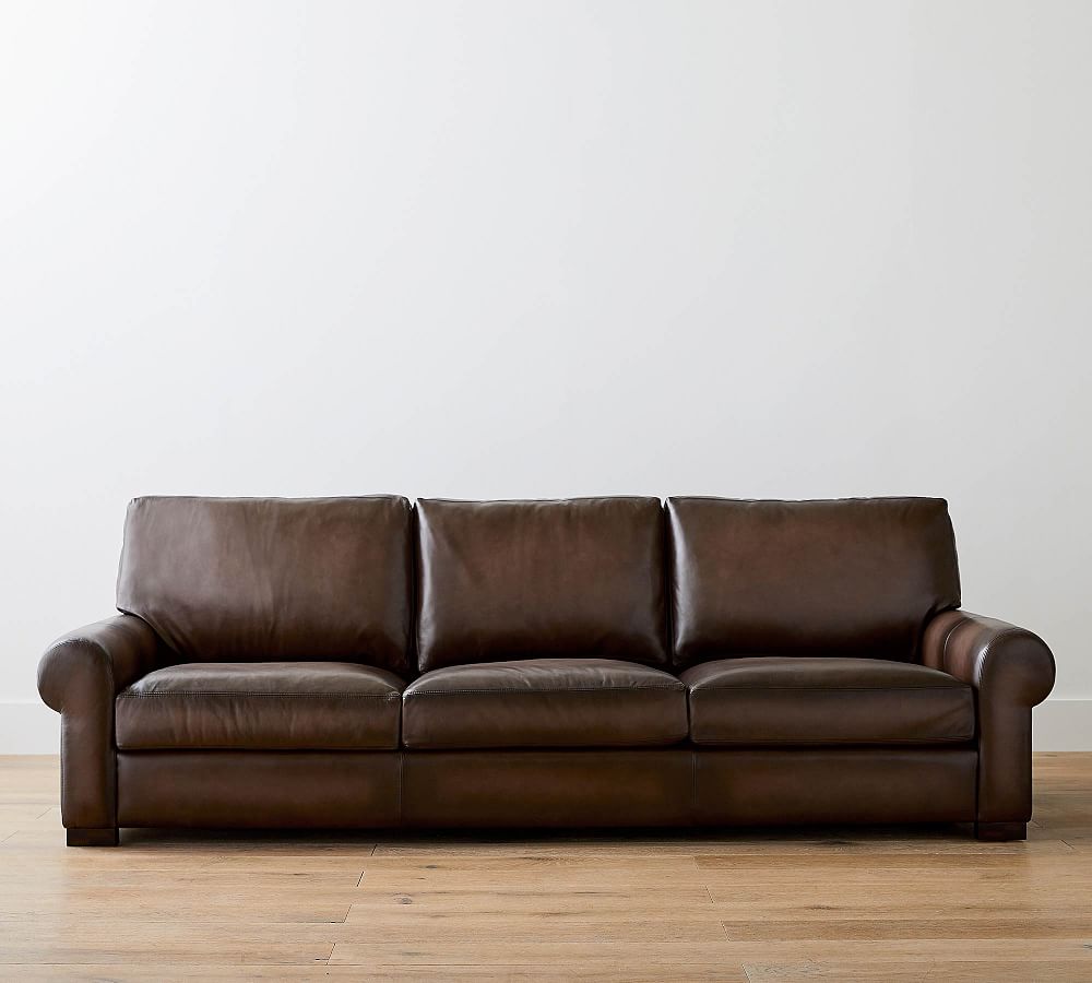Turner Roll Arm Leather Sofa (69&quot;-109&quot;)