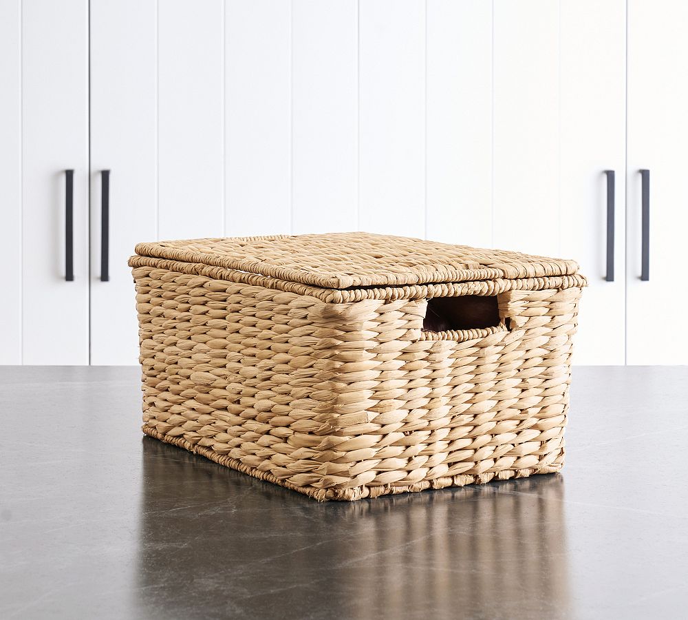 Savannah Handwoven Seagrass Lidded Basket - Medium | Pottery Barn