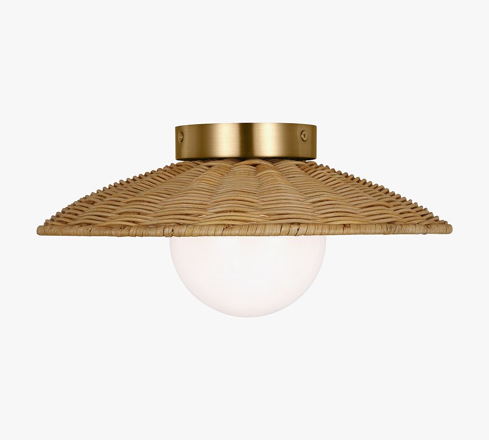Soleil Rattan Flush Mount (13") | Pottery Barn