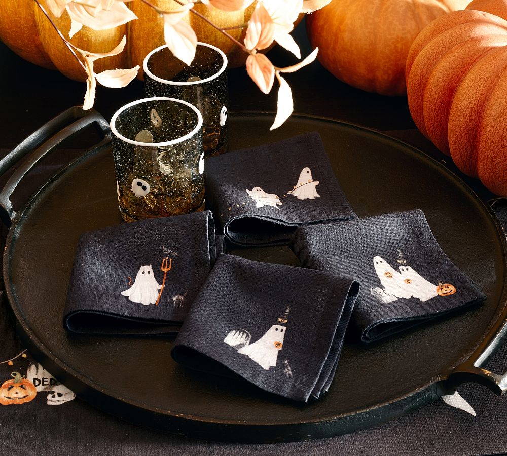 Scary Squad Organic Cotton Cocktail Napkins - Mixed Set of 4