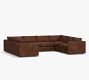 Carmel Slim Arm Leather U-Shaped Sectional (174&quot;&ndash;186&quot;)