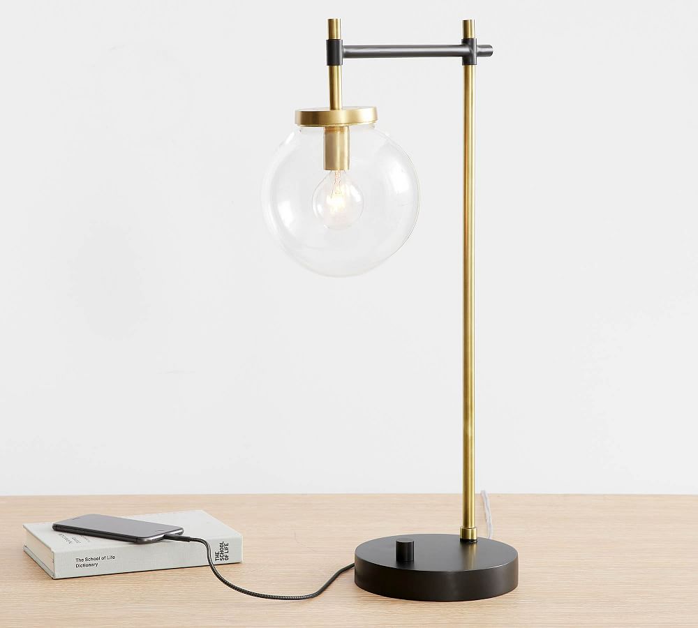 Camryn Glass Globe USB Table Lamp