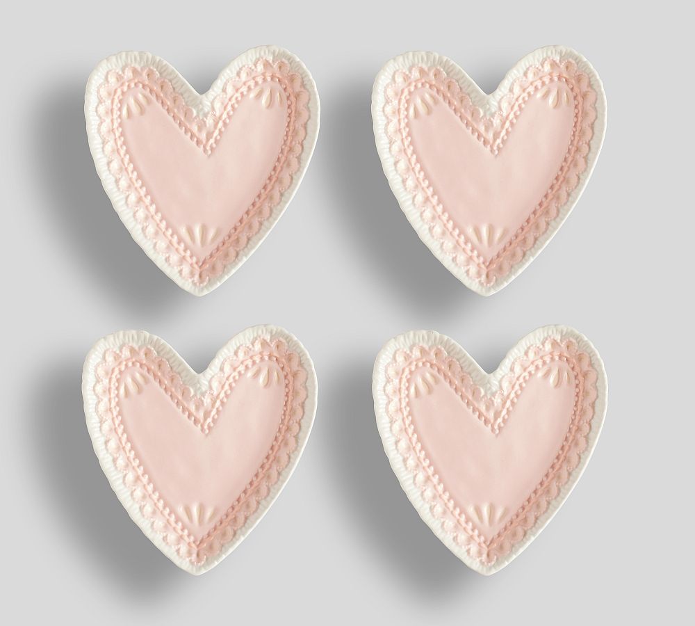 Cookie Heart Appetizer Plates - Set of 4