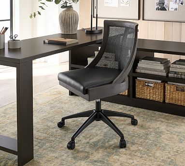 Bennett Leather Swivel Desk Chair | Pottery Barn