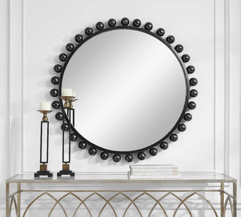 Belle Beaded Round Mirror