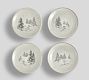Rustic Forest Skier Stoneware Appetizer Plates - Mixed Set of 4