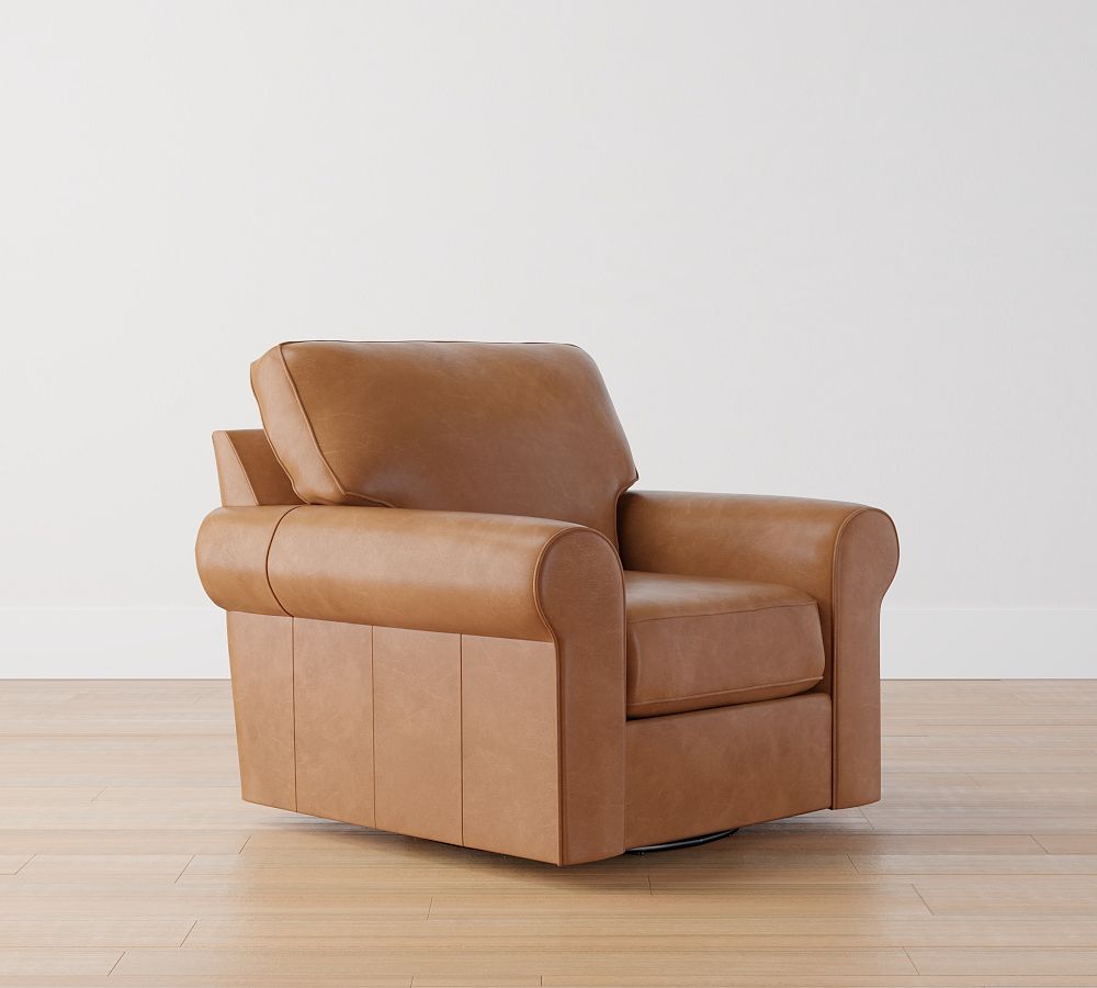 Buchanan Roll Arm Leather Swivel Chair