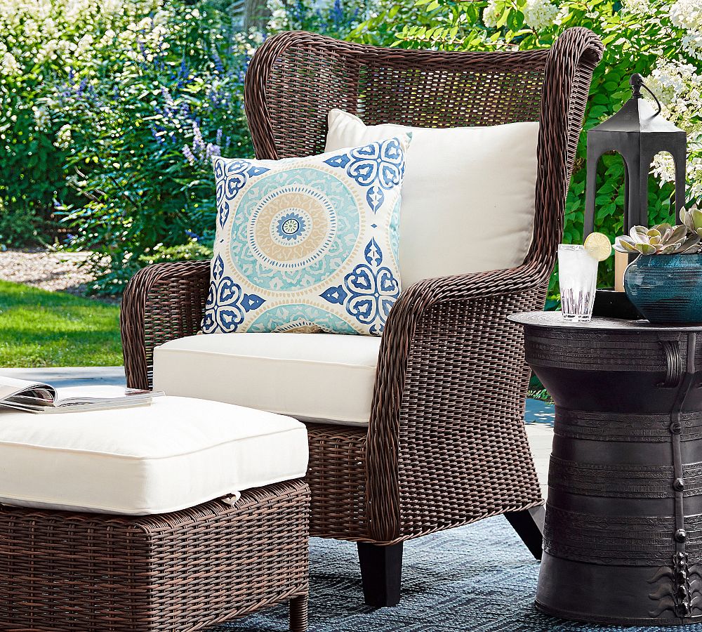 Torrey Wicker Wingback Outdoor Lounge Chair