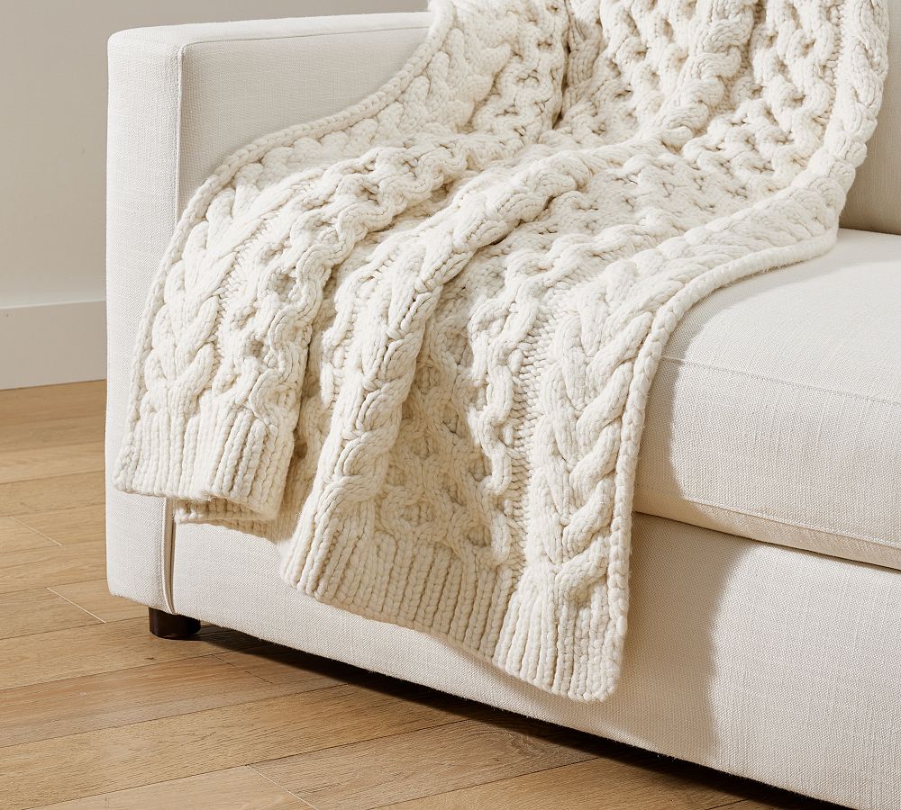 Luxe Cable Knit Throw Blanket