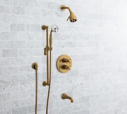 Warby Cross Handle Thermostatic Bathtub &amp; Shower Set with Handshower