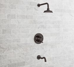 Langford Cross Handle Thermostatic Bathtub &amp; Shower Set