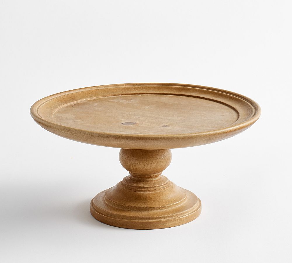 Turned Wood Cake Stand-Midtone Brown