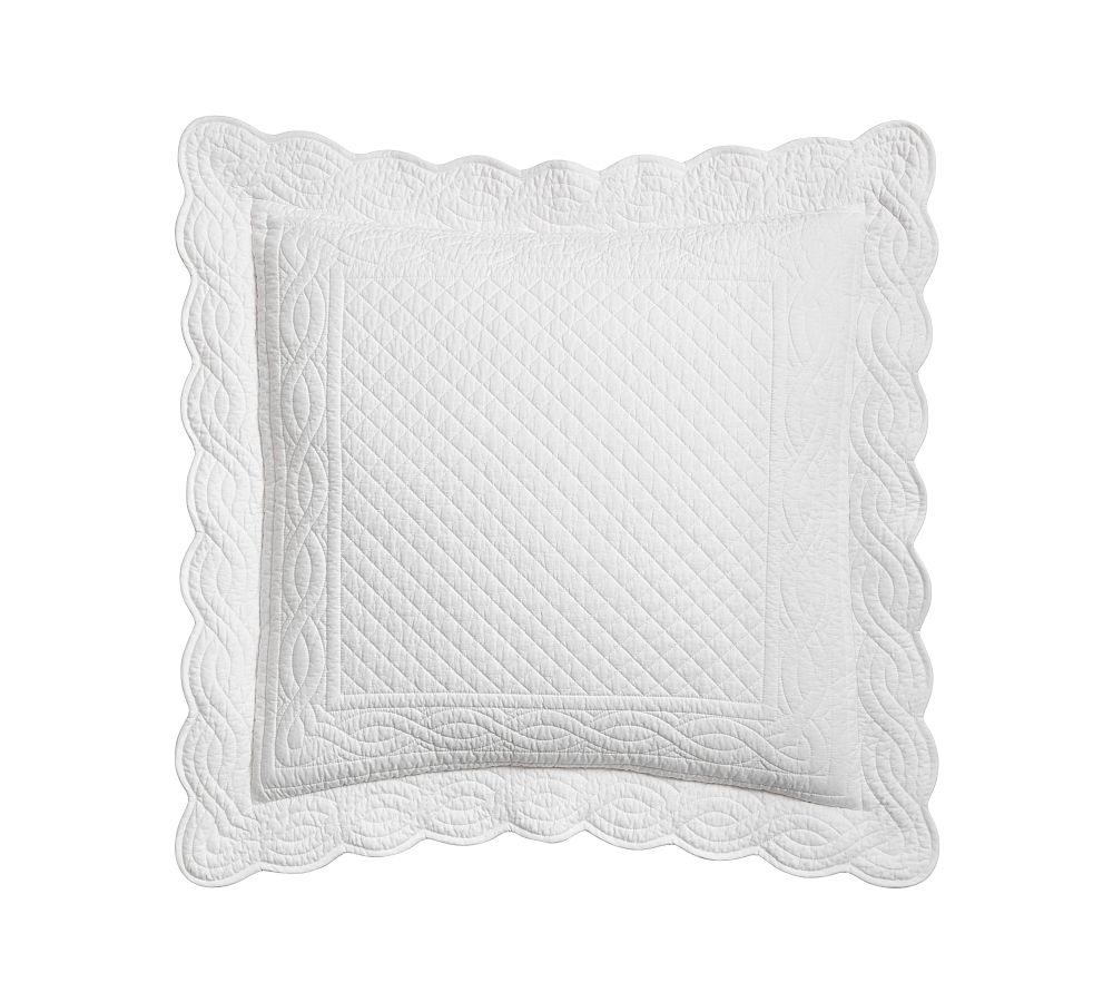 Heirloom Scallop Quilted Sham - Euro Set of 3 in White