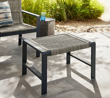 Indio Metal & Wicker Outdoor Ottoman (26") | Pottery Barn