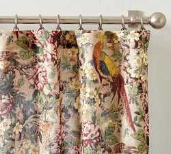 Pheasant Linen Cotton Floral Curtain | Pottery Barn