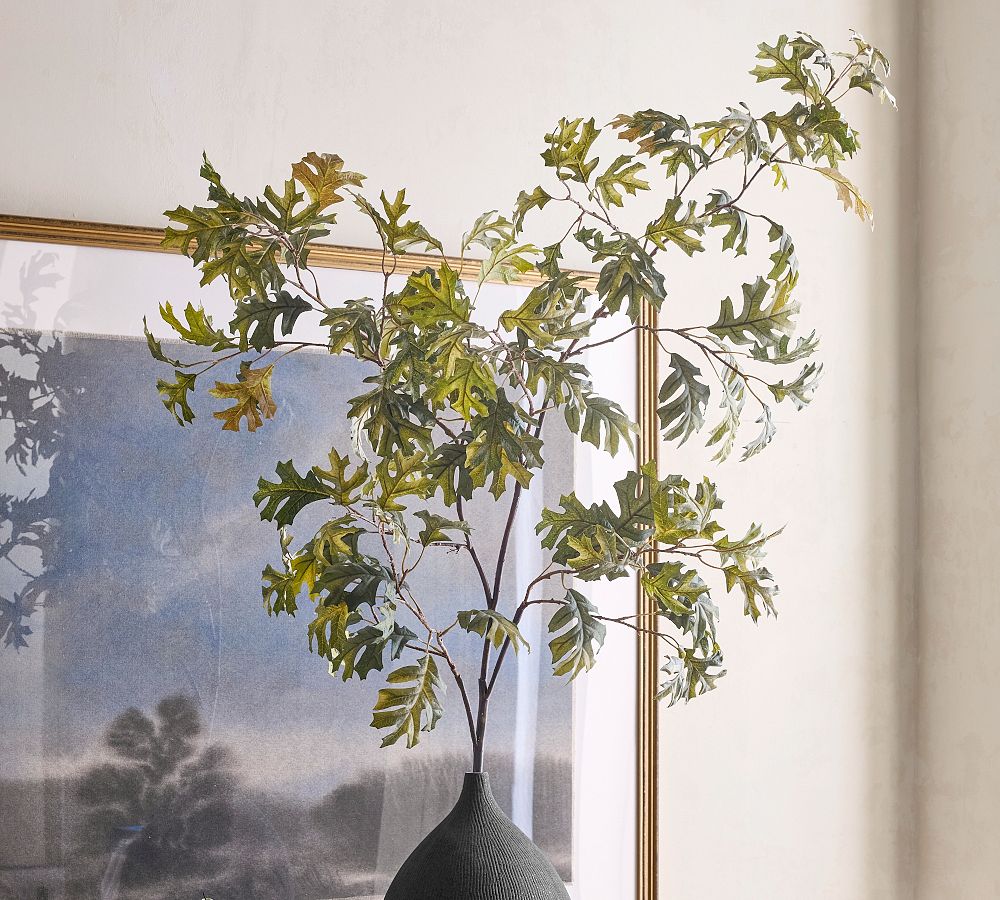 Faux Green Turning Oak Branch | Pottery Barn