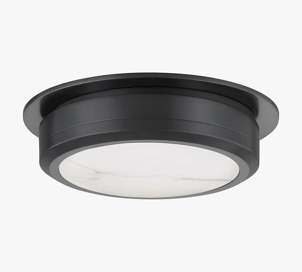 Greenport Old Bronze LED Flush Mount with White Spanish Alabaster Shade