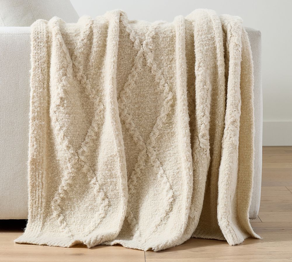 Diamond Cable Knit Throw