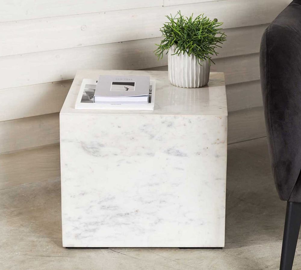 Iris Square Marble End Table (18&quot;)