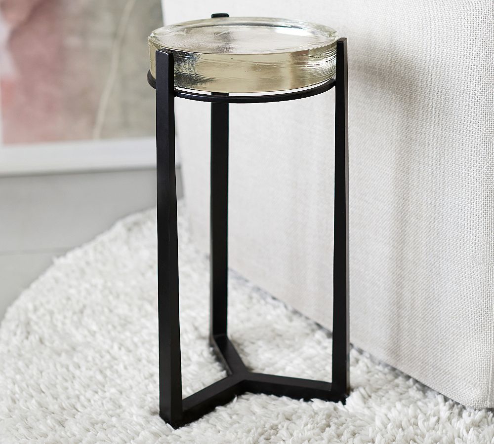 Cori Round Recycled Glass Accent Table (10&quot;)