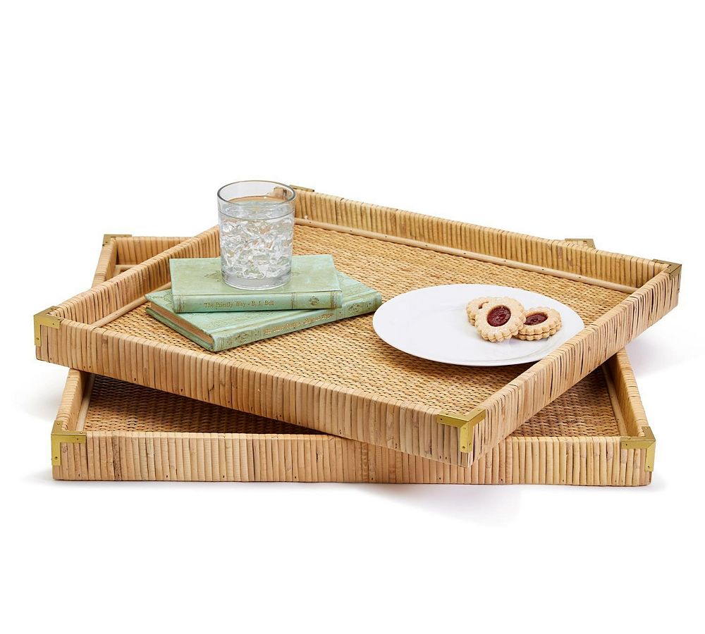 Macey Handcrafted Rattan Trays - Set of 3