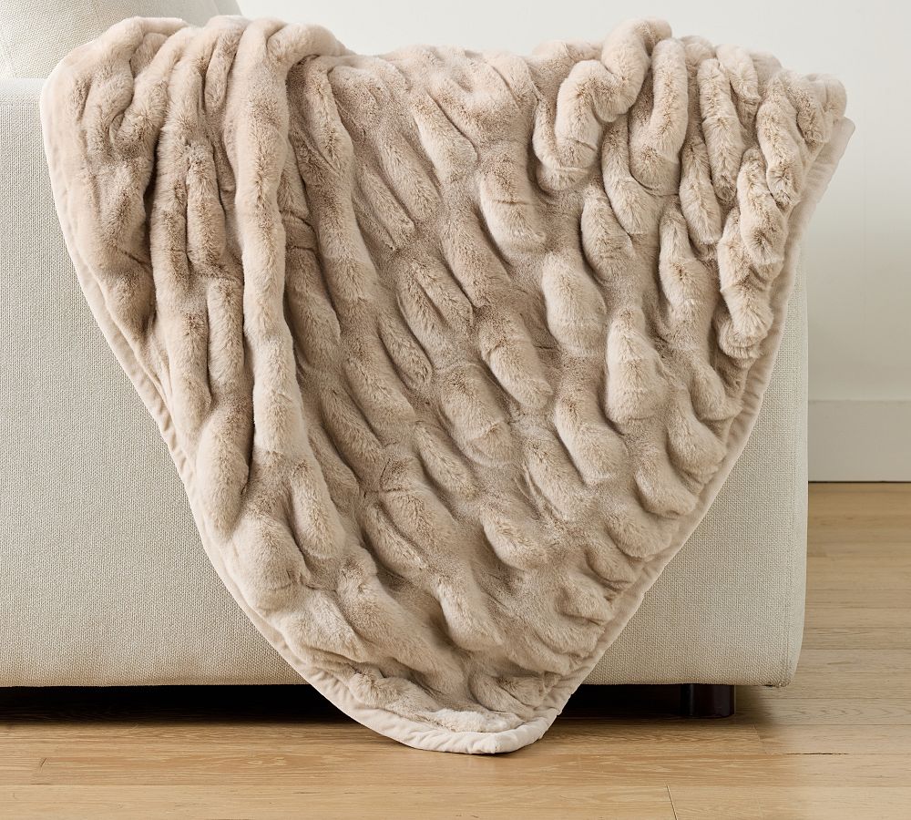 Faux Fur Ruched Throw