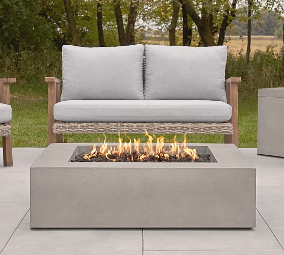 Abril Concrete Low Square Propane Fire Pit Table (43") Pottery Barn
