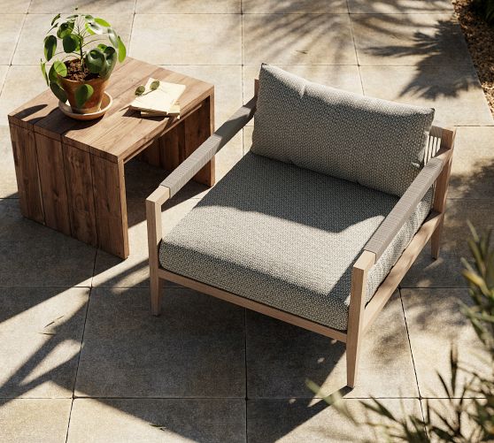 Punta Mita Teak Outdoor Lounge Chair | Pottery Barn