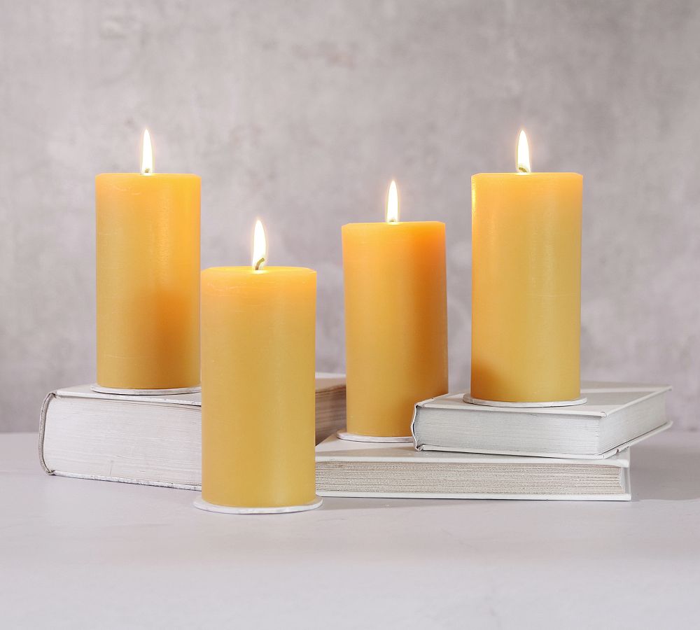 Beeswax Pillar Candles, Set of 4