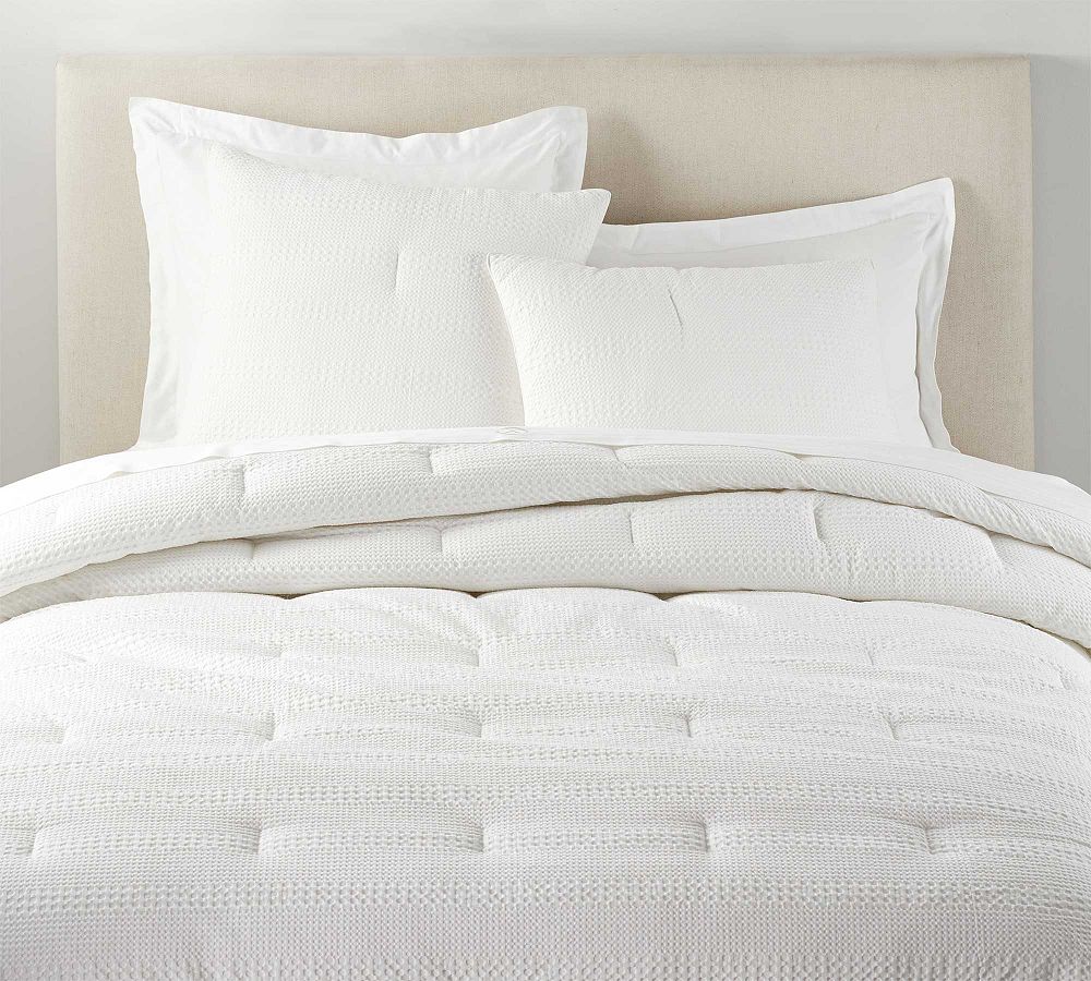 Honeycomb Cotton Comforter- Full/Queen, White