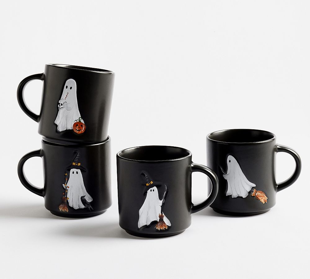 Scary Squad Stoneware Mug - Black Set of 4