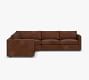 Carmel Slim Arm Leather 3-Piece L-Shaped Wedge Sectional (119&quot;)
