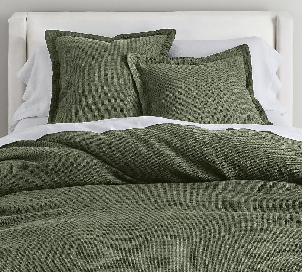 European Flax Linen Waffle Duvet Cover & Shams