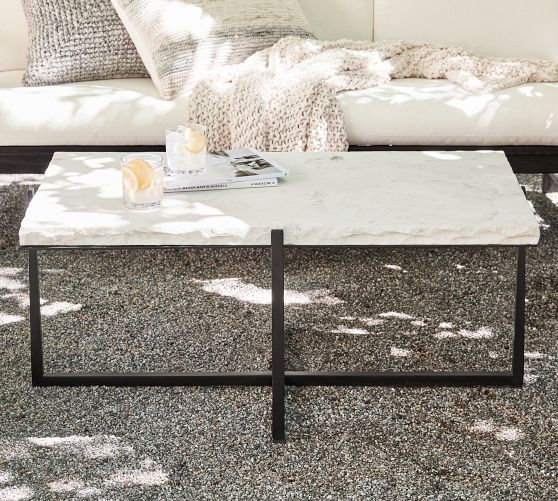 Cori Rectangular Chiseled Marble Coffee Table (42.5") | Pottery Barn
