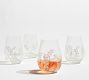Monique Lhuillier Lily of the Valley Stemless Wine Glasses - Set of 4