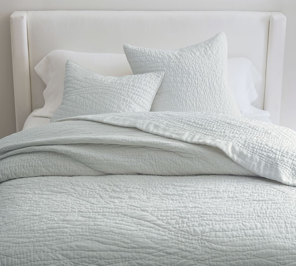 BLUE FROST Belgian Flax Linen Handcrafted Quilt