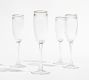 Etched Gold Rim Handcrafted Champagne Flutes - Set of 4