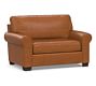 Buchanan Roll Arm Leather Twin Sleeper Sofa with Memory Foam Mattress (56&quot;)