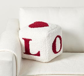 Cozy Teddy Faux Fur Love Shaped Pillow | Pottery Barn