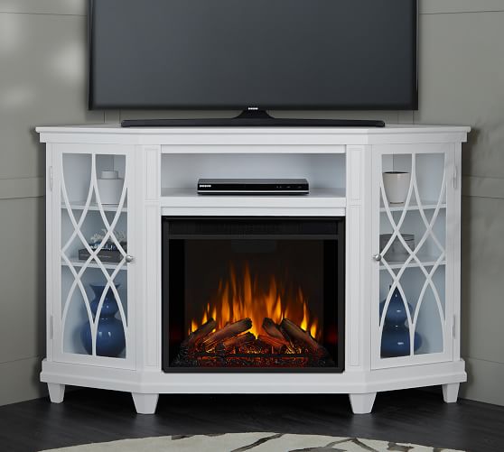 Linney Corner Electric Fireplace Media Cabinet | Pottery Barn