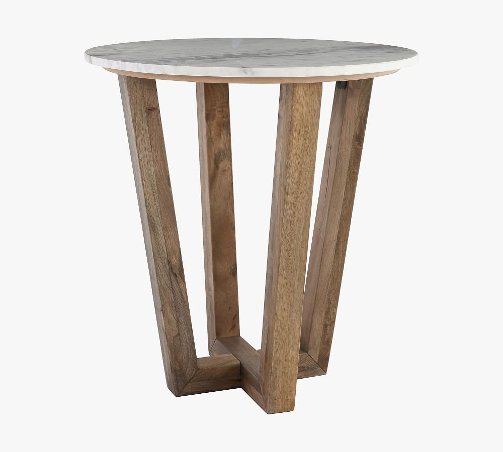 Manali Round Marble End Table | Pottery Barn