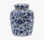 Ceramic Blue &amp; White Jar With Lid