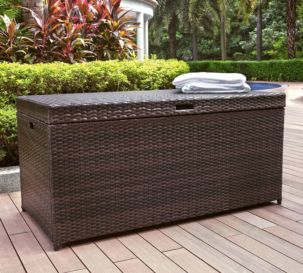 Benson Outdoor Wicker Pool Storage Bin 